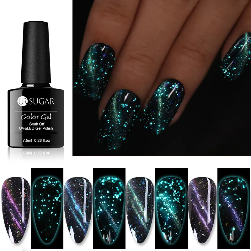 

UR SUGAR Luminous Cat Eye Gel Nail Polish Fluorescent 3D Magnetic UV Gel Varnish Glow In Dark Soak Off UV LED Gel Lacquers DIY