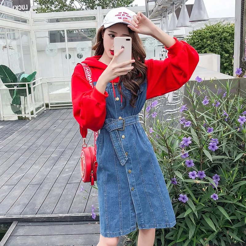 Осень и зима, стиль, корейский стиль, длинный рукав, женская, свободная, приталенная, облегающая толстовка с капюшоном, два предмета, Com