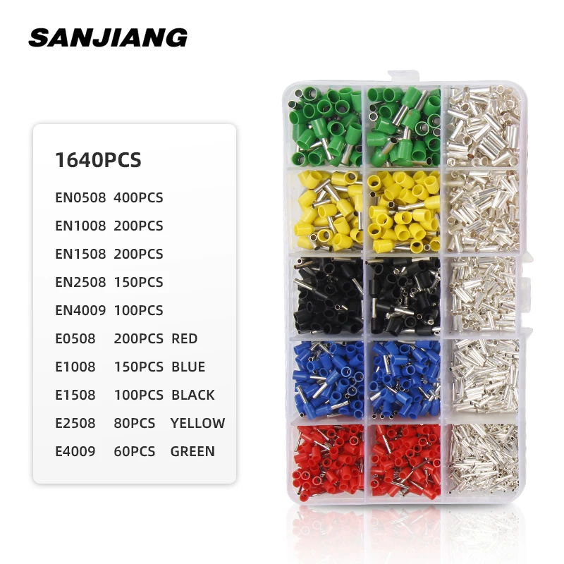 HSC8 6-4 0.08-10mm² tubular crimping plier 1640pcs terminal crimper tool kit mini electrical plier precision clamp Wire stripper