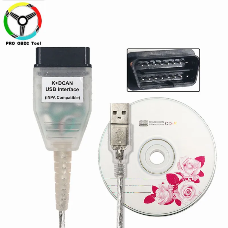 

Newest For BMW INPA K+CAN With FTDI FT232RL Chip OBD2 Cable Diagnostic Tool INPA K+DCAN Support K Line For BMW From 1998