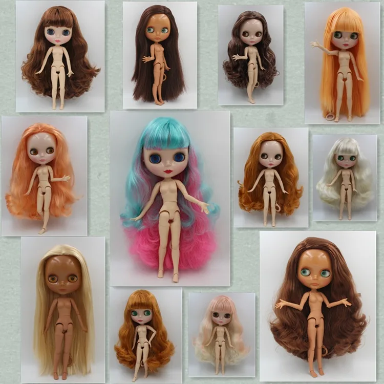 1/6 cute nude BJD Big head blyth doll Four color eyeballs joints body with wig Optional skin DIY model toy gift A0002-29 | Игрушки и