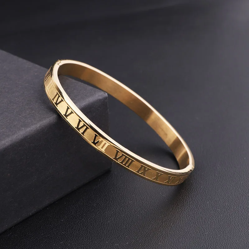 High Quality Men Women Jewelry Bracelet Stainless Steel Roman Bangle Bracelet Men Women Gift - Image 3