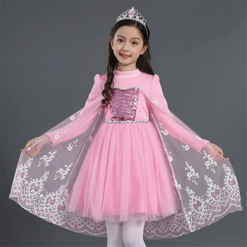 Платье принцессы Эльзы для девочек; детские рождественские платья для девочек; Утепленная зимняя одежда с юбкой-пачкой для дня рождения; Vestidos Sukienki; маскарадный костюм; 3