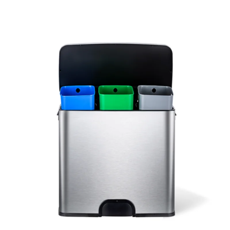 Ninestars 45 liter trash can Three-class electronic light touch stainless steel Classified Waste Bi