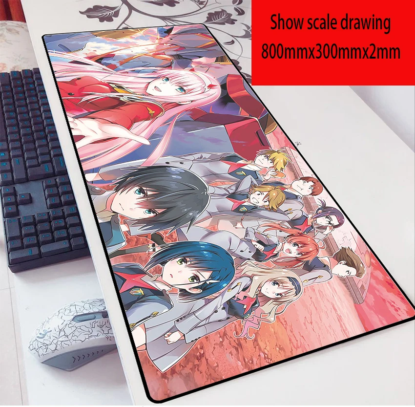 Kawaii Mousepad Darling In The Franxx Cartoon 2mm Mouse Pad Ultra-Large 80X30 Notebook Keyboard Pad for Palus Gaming Mouse Pad