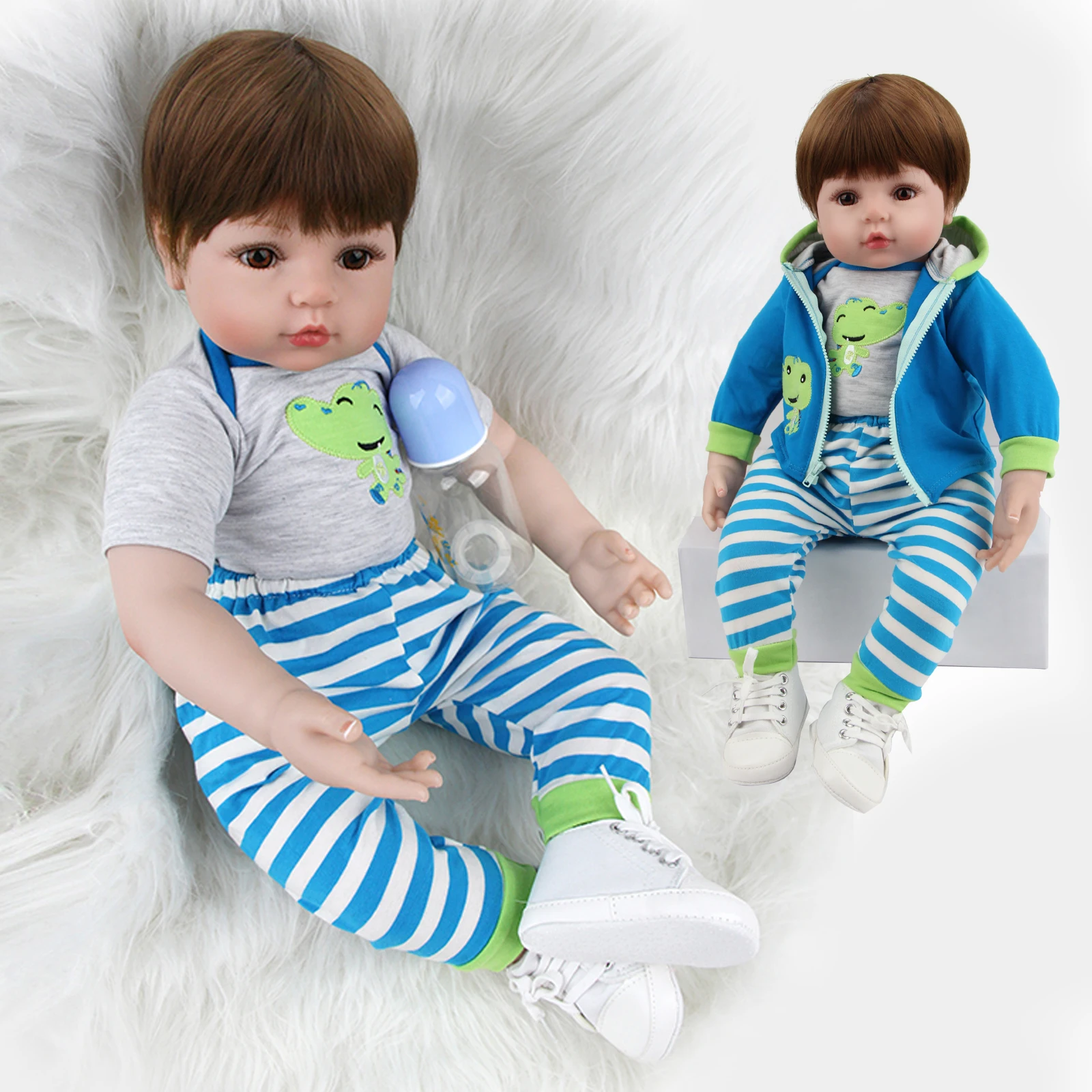 Reborn Doll Boy 20 Inch 48 Cm Realistic Silicone Vinyl Imitation Toddler Toy Fashion Handmade  Surprise Holiday Gift Lol