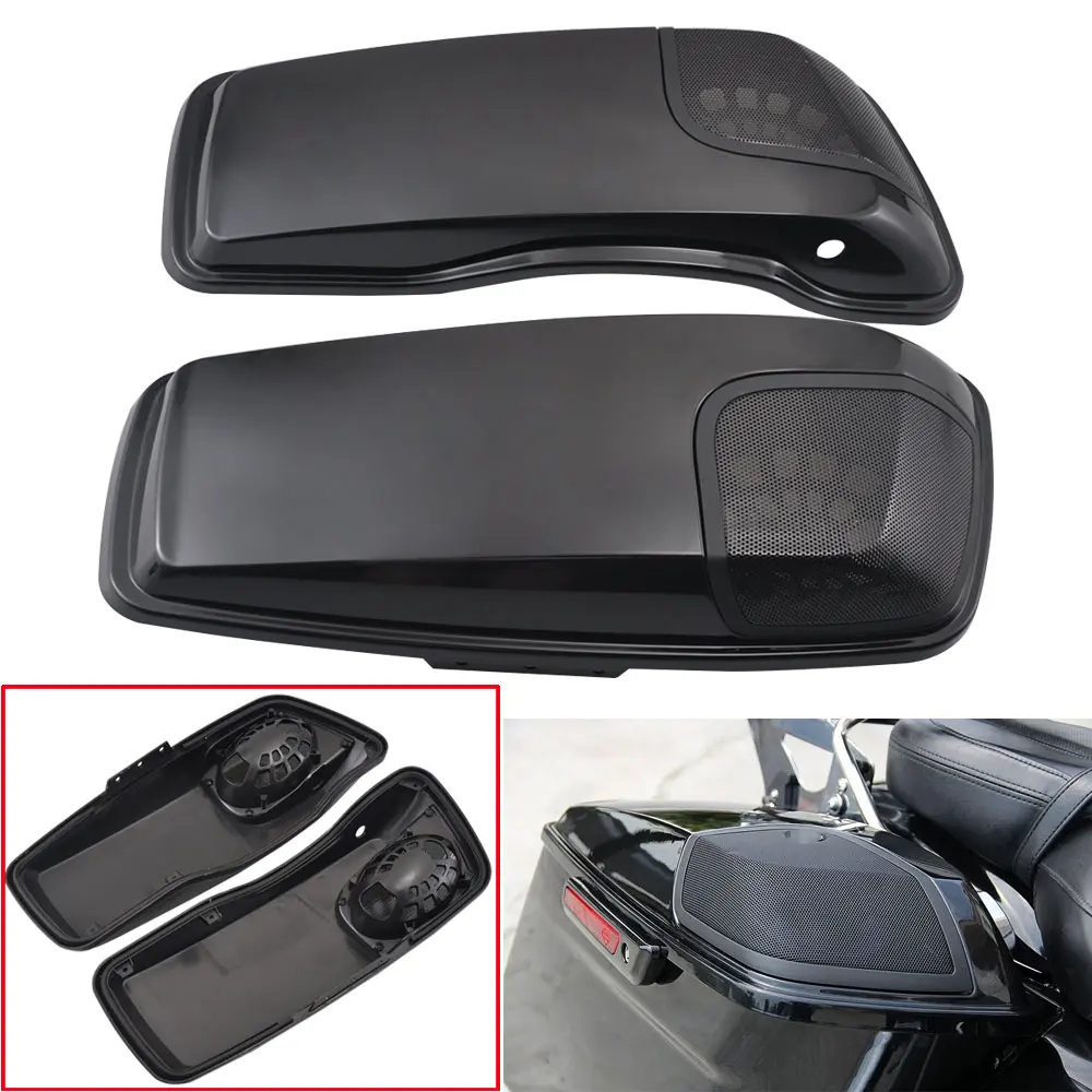 Motorcycle Saddlebag Lids Speaker Cutouts Grilles Covers For Harley