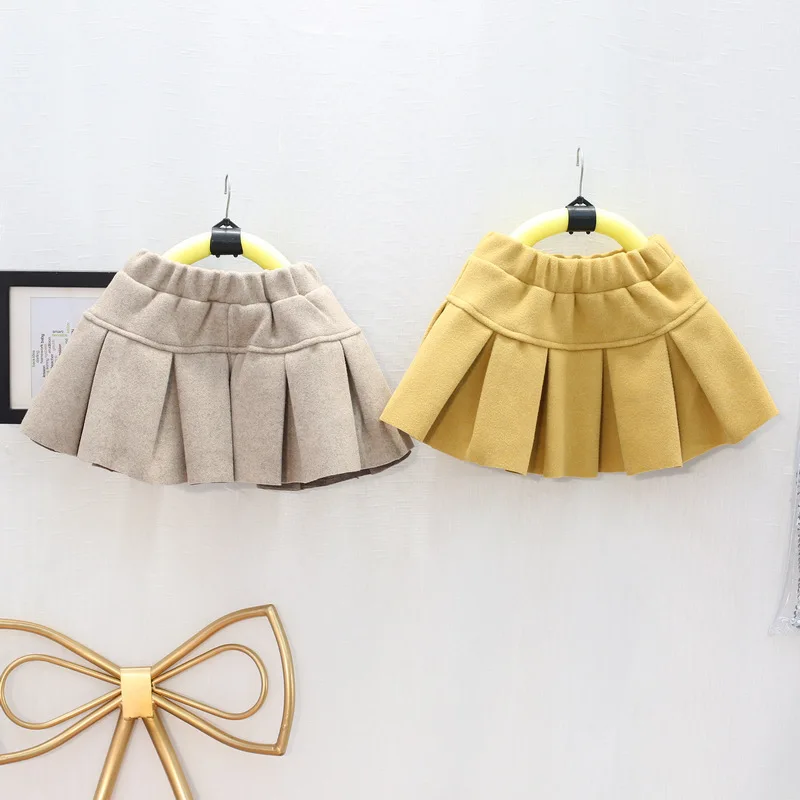 Бархатная короткая юбка из шерсти для девочек детские зимние плиссированные юбки с зонтиком мини-юбка одежда для маленьких девочек Одежда для маленьких девочек от 2 до 7 лет