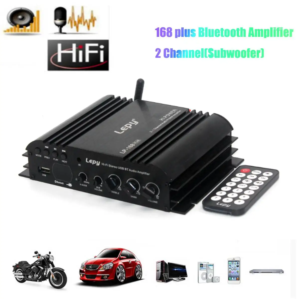US Plug 2Chanel автомобильный аудио усилитель bluetooth цифровой домашний усилитель Hifi сабвуфер динамик усилитель дистанционное управление MP3 декодер