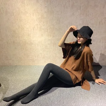 

Autumn and winter thickening plus velvet plus pants pantyhose ladies leggings vertical bar hips plus size pants