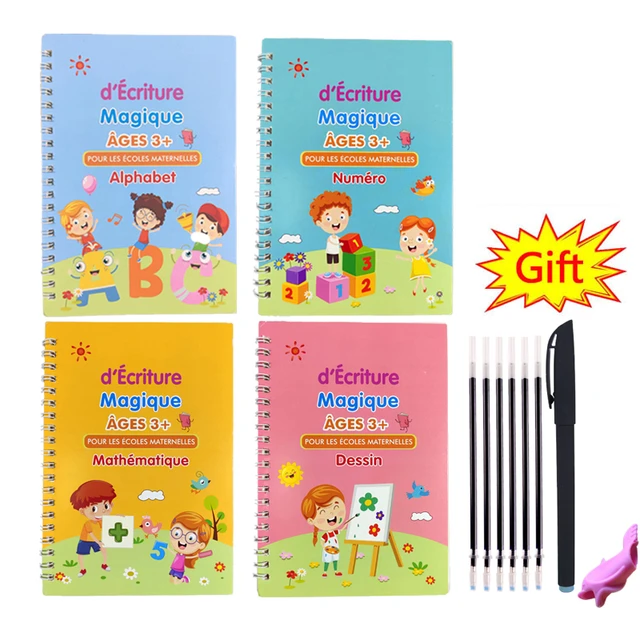 Cahiers de calligraphie pour enfants, livre de copie magique, stylo,  essuyage gratuit, écriture pour enfants, pratique des autocollants,  français, livraison gratuite - AliExpress