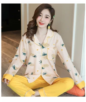 

Autumn New Style Pajamas Women'S Long-Sleeved Cardigan Swimwear Beauty Ladies Pajamas Suit Home Service Women Pijama Mujer