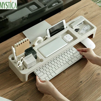 

Desk Organizer Shelf Home Keyboard Cover Desktop Storage Rack Stationery Pen Holder Computer Office Accessories Organizer Shelve