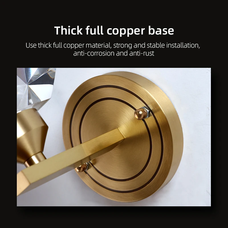 Современная настенная лампа с кристаллами в скандинавском стиле золотистый