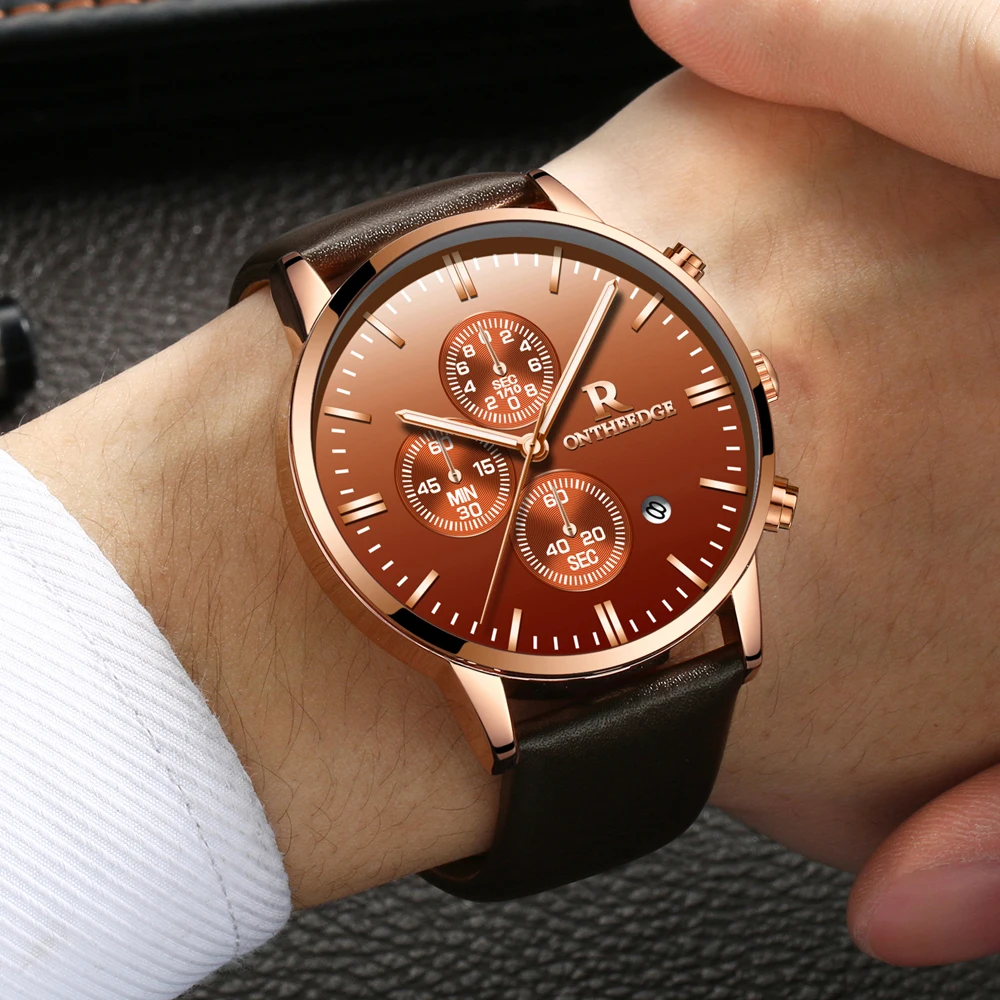 top luxury brand mens wrist watches hot fashion analog quartz watch for men waterproof chronograph sports wristwatches man clock male real leather strap Relogio Masculino (14)