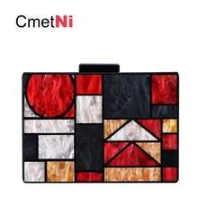 Новая коробка акриловая Лоскутная сумка геометрический узор женские сумки через плечо вечерние клатчи