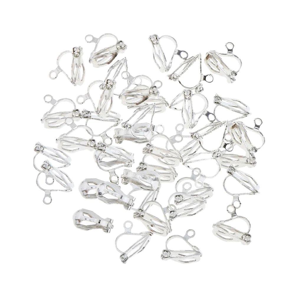 50pcs Silver Earrings Parts Clip On Earrings Findings For Jewelry Accessory
