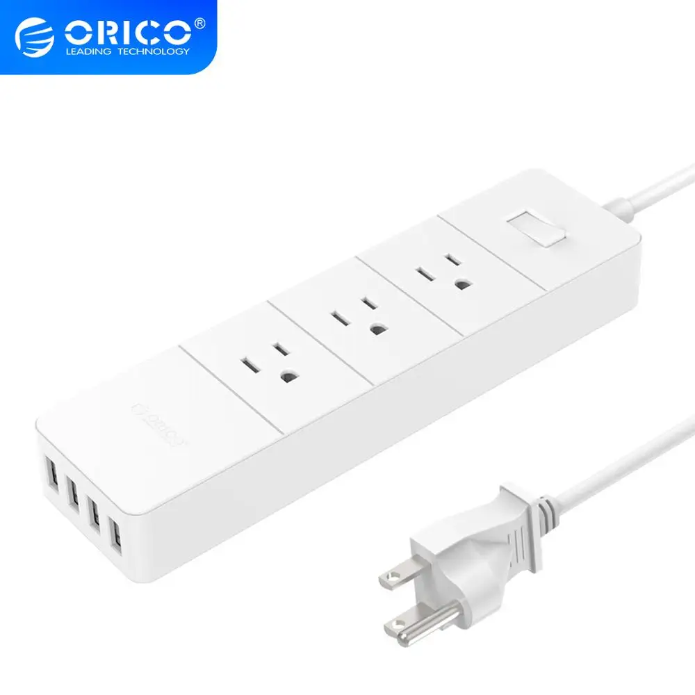 ORICO 4 USB Розетка с вилкой США защита от короткого замыкания огнестойкие материалы
