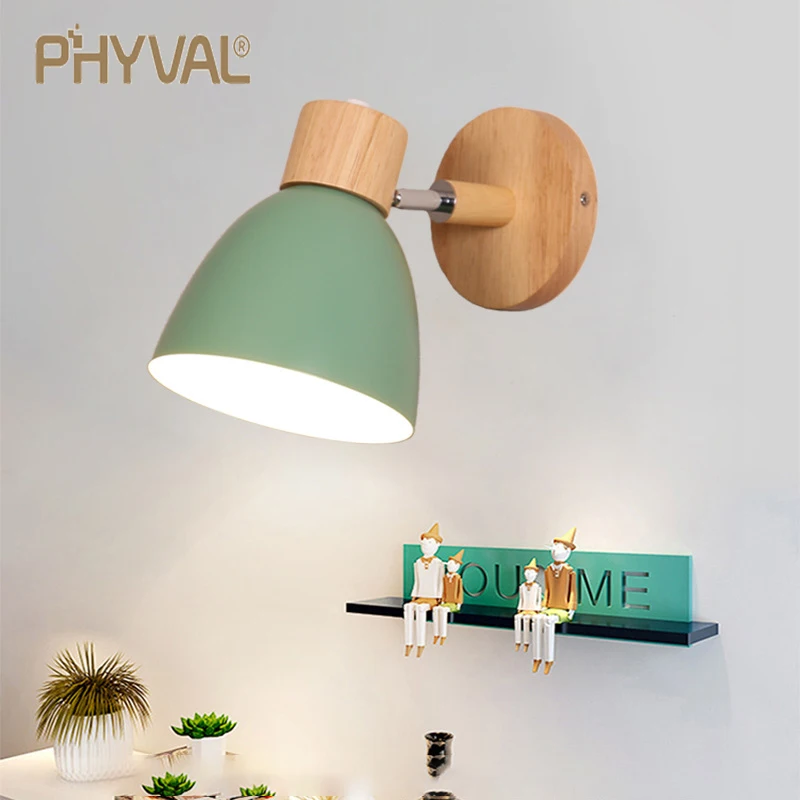 E27 Macaron Pull Switch Wall Lamp Lampshade Bedroom Beside Sconce Night Light 