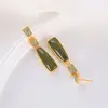 Jaspe Hetian Natural larga con estampado geométrico pendientes de estilo chino estilo retro del palacio único oro encanto joyería de la marca de las mujeres ► Foto 1/6