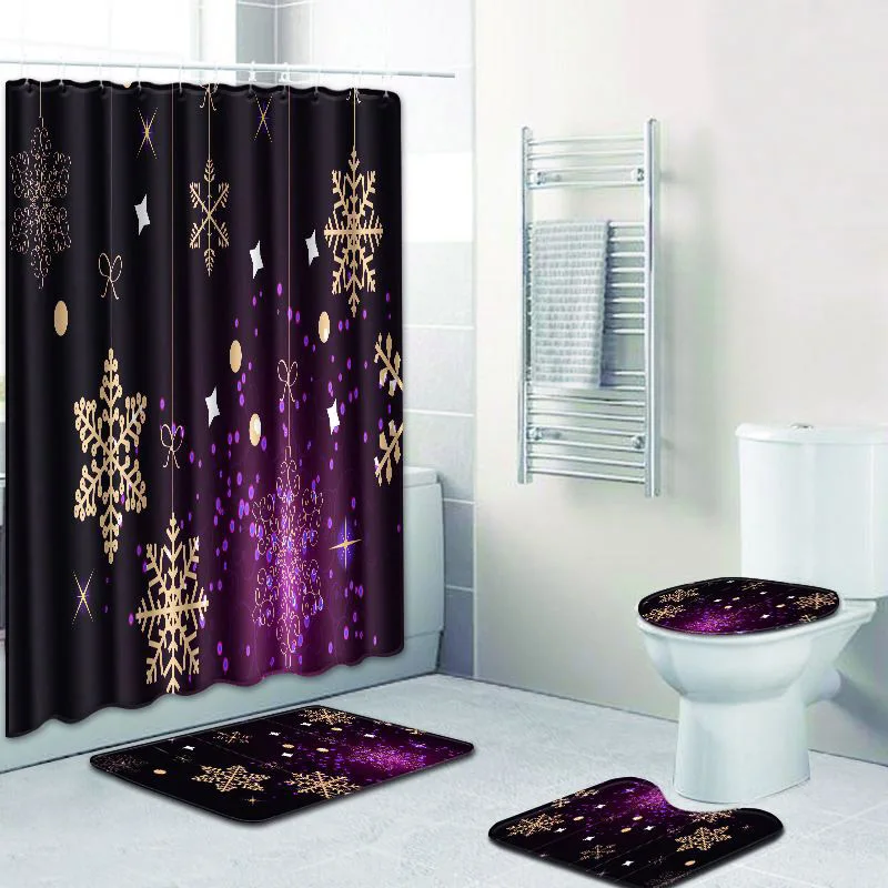 4 шт./лот, цветочный нескользящий коврик для ванной комнаты и туалета, коврик для ванной+ занавеска для душа - Цвет: 8