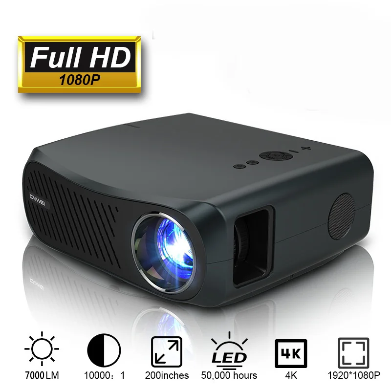 Caiwei completo hd projetor a12 1920x1080p android 6.0 (2g + 16g) wifi led mini projetor de cinema em casa hdmi 3d vídeo beamer para 4k-0