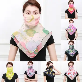 

New Summer Chiffon Female Neck Breathable Mask Sunscreen Imitation Resistant UV Veil Silk Face Protection Sun Scarf Mask Sh M7D6