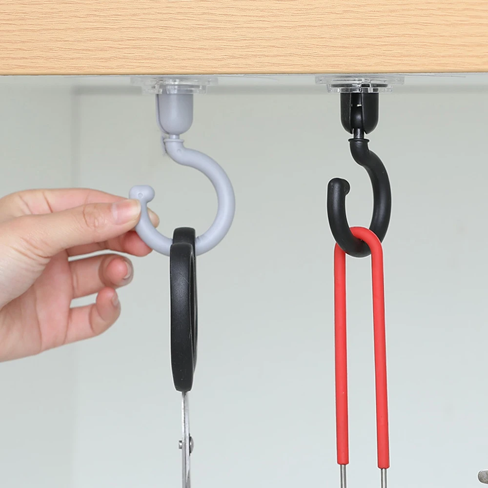 Solid Color Ceiling Rotary Hook Strong Hook Household Multifunction Adhesive Kitchen Bathroom Door Back Coat 1PC