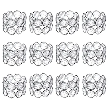 

12 Pcs Crystal Beaded Napkin Ring Handmade Shiny Elegant Napkin Holders for Wedding Party Dinner Table Decoration