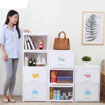 

Flip-over Receptacle Multi-storey Baby Plastic Finishing Combination Lattice Cabinet Children's Clothing Toy Storage Box