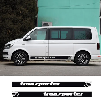 

2PCS Car Door Side Skirt Graphic Stripes Decals For Volkswagen VW Transporter Multivan T4 T5 T6 Auto Decor Stickers Accessories