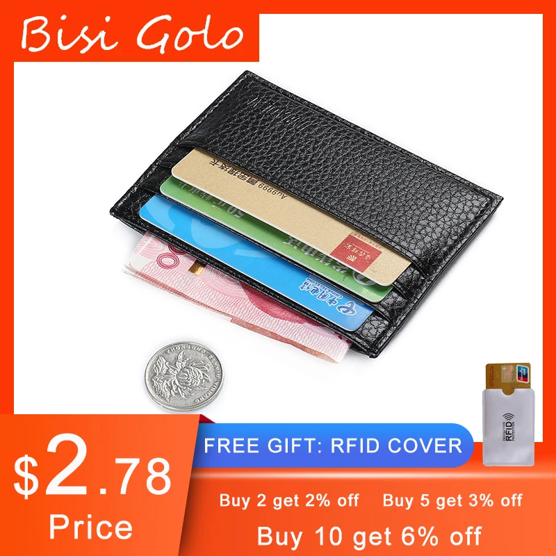 

BISI GORO High Quality Credit Card Holder 2020 Slim Money Bag Vintage PU Leather ID Wallet Organizer for Men Women Wholesale