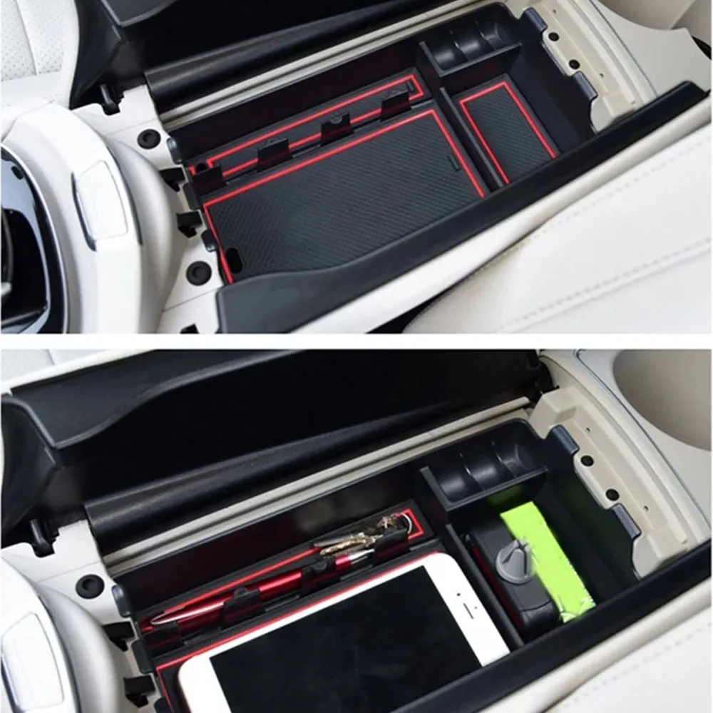 for Mercedes Benz E-Class W213 E200 E220 E300 2016~2020 Armrest Storage Box Center Console Flocking Organizer Accessories