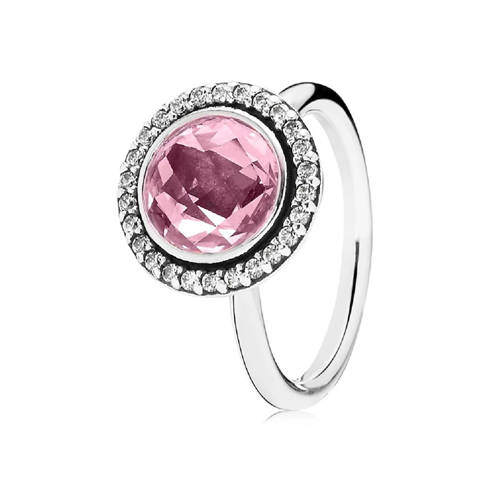 Authentic 925 Sterling Silver Original Clear Pink Brilliant Legacy Europe Ring For Women Bead Charm Gift DIY Jewelry - Цвет основного камня: Pink