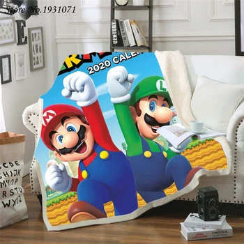

NEW Super Mario 3D Printed Fleece Blanket for Beds Thick Quilt Fashion Bedspread Sherpa Throw Blanket Adults Kids 03