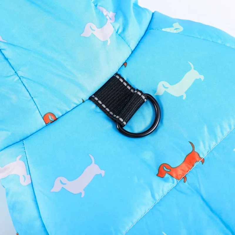 Утолщенная одежда с хлопковой подкладкой для питомцев, зимняя одежда, теплый костюм для собак с капюшоном, пальто на пуговицах с поводком, кольцо для чихуахуа, маленьких собак