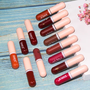 

SANIYE Liquid Matte Lipstick Waterproof Long-lasting Mini Red Lip Gloss Easy To Carry 15 Colors Capsule Lip Makeup L1135