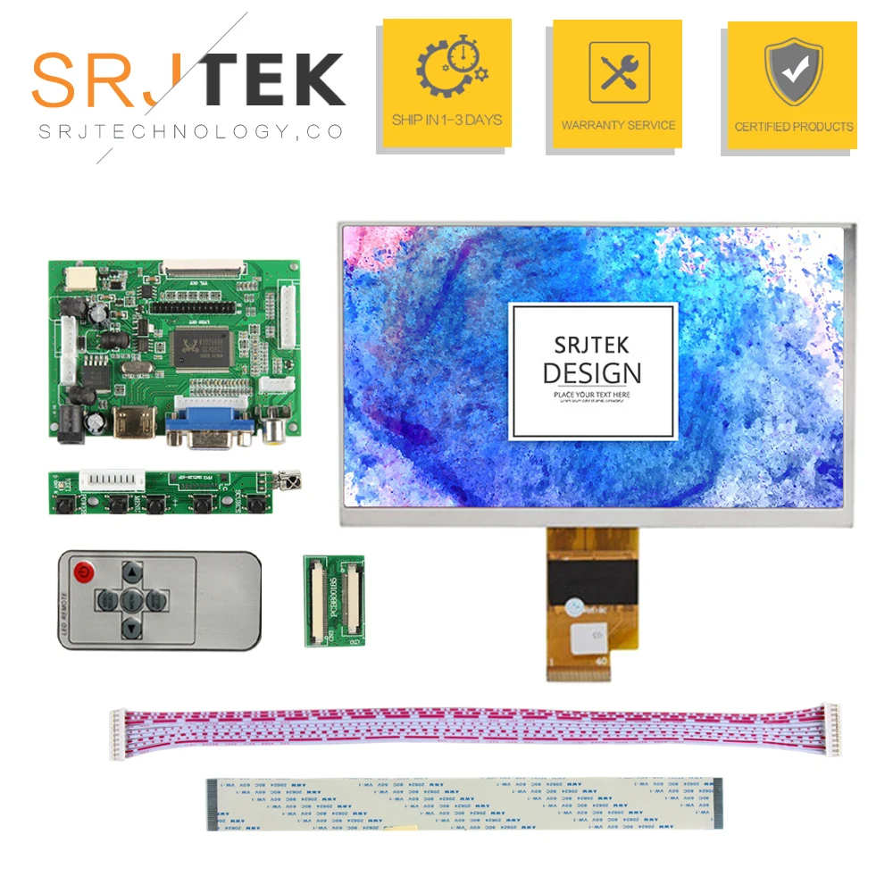 Srjtek 7&quot inch LCD Display Screen 1027*600 EJ070NA-01J Monitor Remote Driver Board 2AV HDMI VGA For Lattepanda Raspberry Pi 3 2 |