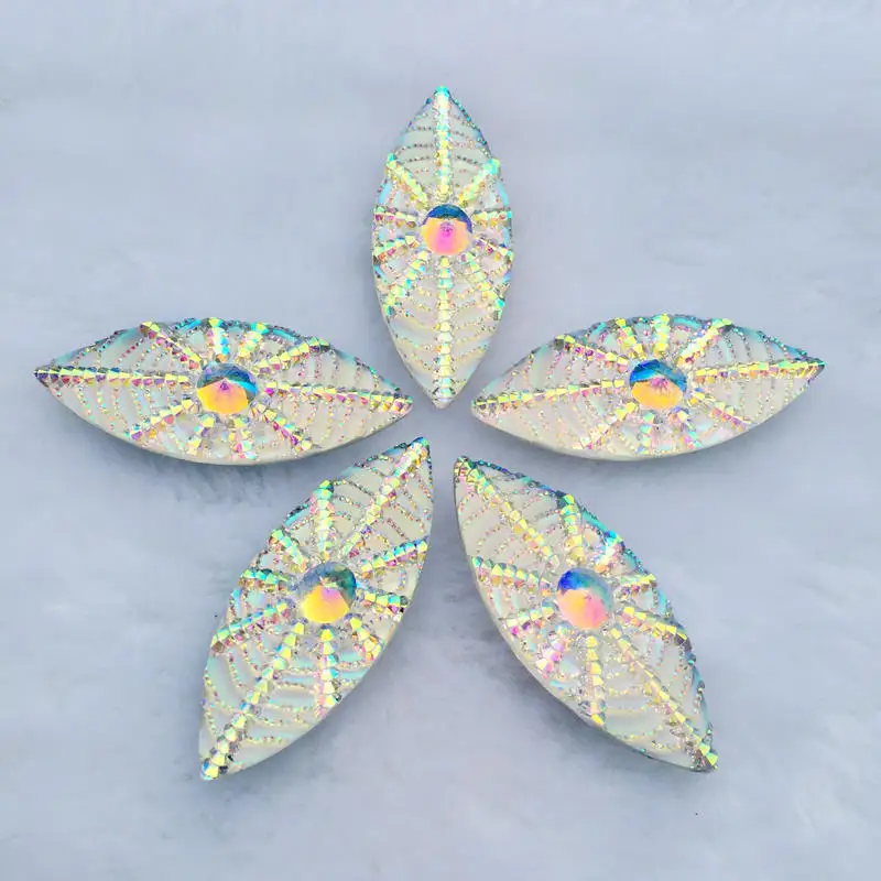 DIY 20*50 мм Bling Beadwork плоские задние камни и кристаллы паук веб полимерные кабошоны горный хрусталь 8 шт./лот-B84