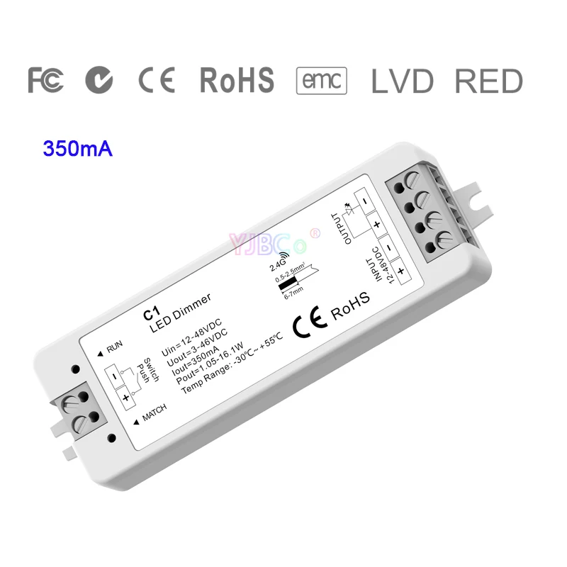 C1 single color Constant Current led Controller 1CH*350mA/700mA Push Dim DC 12V-48V input Dimming  single color Receiver