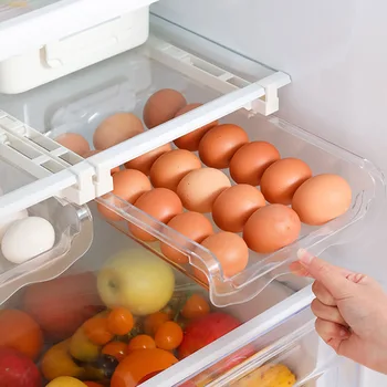 

Home Kitchen Practical Storage Container Pantry Snap On Drawer Auto Scroll Out Plastics Fridge Organizer Deepened Groove