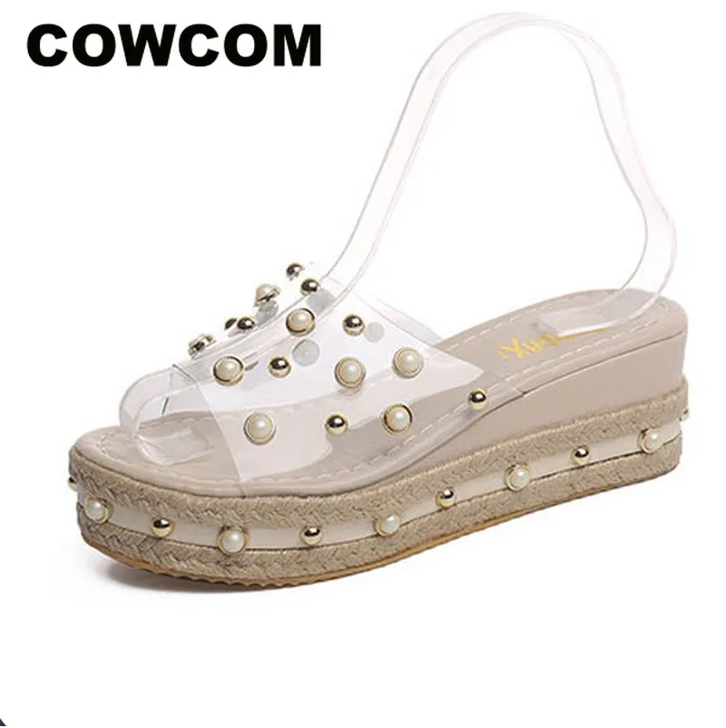 COWCOM/тапочки женская одежда непромокаемые летние шлепанцы на платформе с