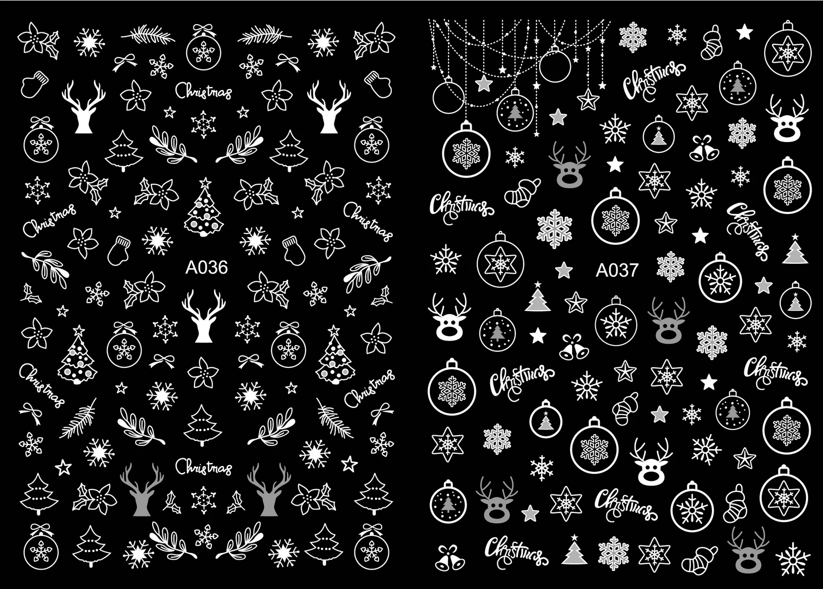 Рождественские наклейки для ногтей, самоклеющиеся наклейки для ногтей, дизайн для маникюра, белый снег, наклейки для дизайна ногтей