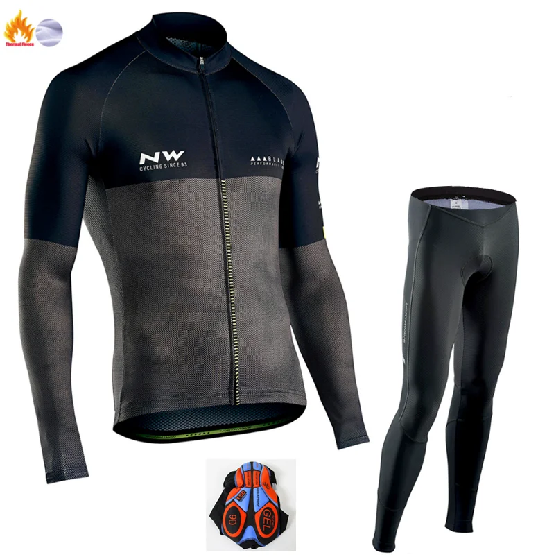 Ropa ciclismo теплая Зимняя Теплая Флисовая велосипедная одежда, мужская Трикотажная одежда, костюм для езды на велосипеде, MTB Одежда, комбинезон, комплект - Цвет: Winter Cycling Suit