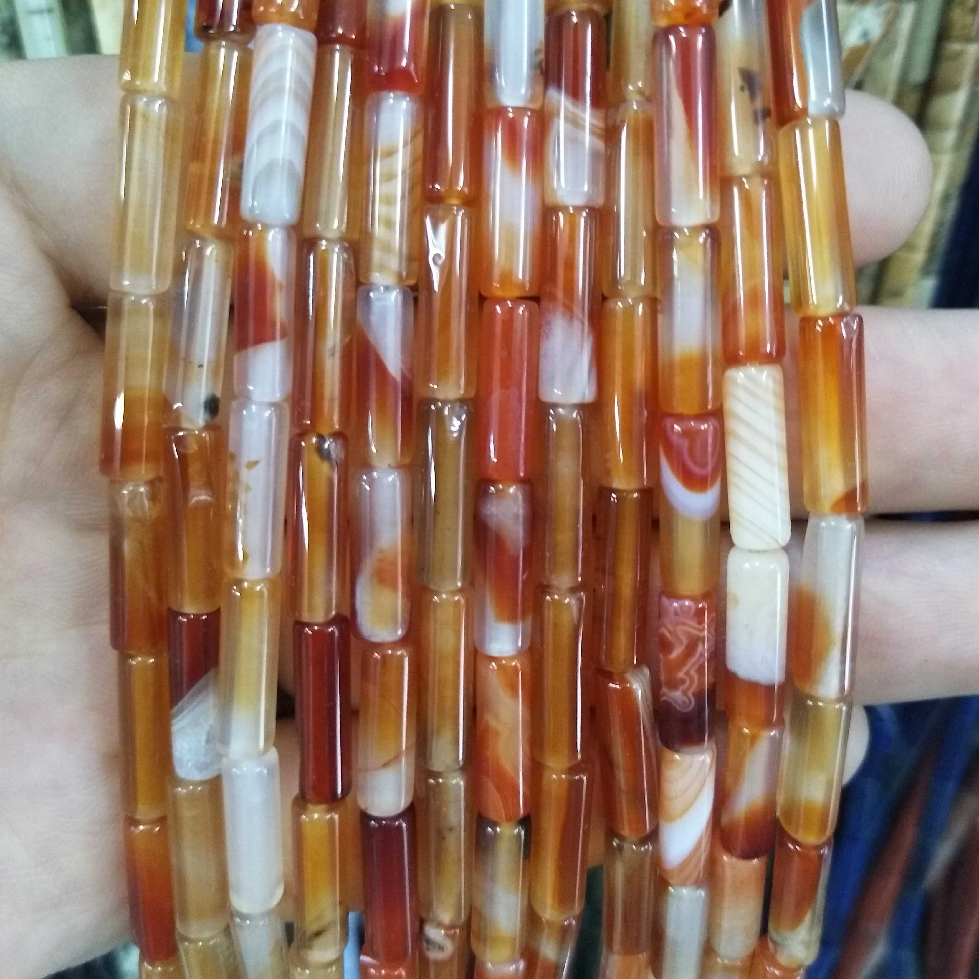 Natural Stone Cylinder Beads: Turquoise, Agate, Lapis Lazuli, and Jasper