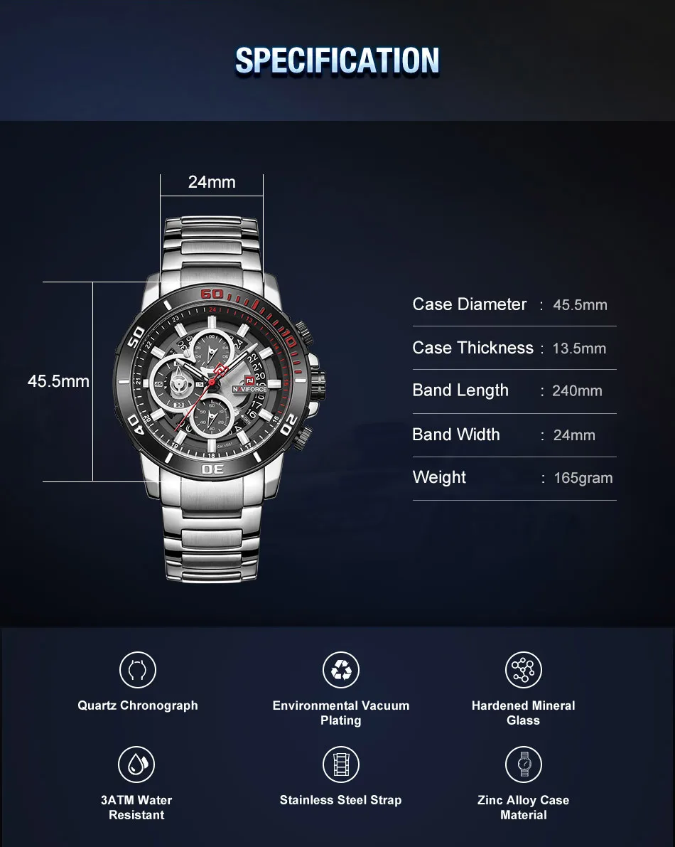 NAVIFORCE, брендовые Роскошные мужские часы, мужские спортивные часы, наручные часы, мужские кварцевые часы с двойным дисплеем, водонепроницаемые часы