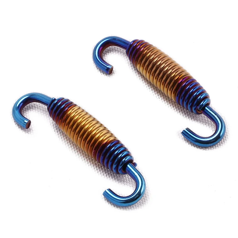 2PCS Universal Motorcycle Exhaust Spring Hooks Stainless Steel Exhaust Front Middle Link Pipe Rotatable Metal Springs Kit Set