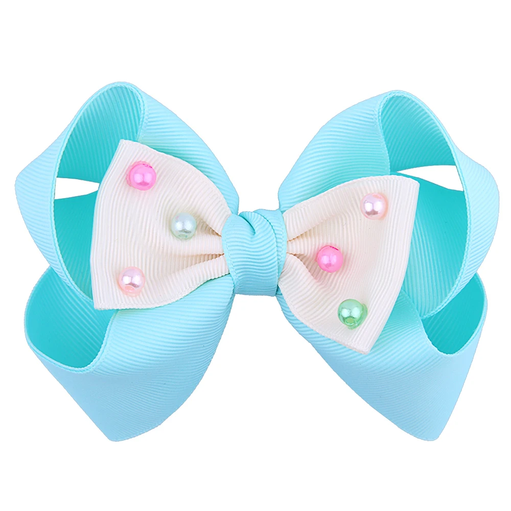 Light blue hairclip Милые жемчужные заколки для волос с бантом в виде утенка; детские головные уборы; милые аксессуары для волос для девочек; заколки для волос в стиле принцессы; заколка с бантом; зимние подарки - Цвет: Light blue hairclip
