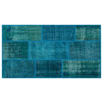 

Handmade Turquoise Vintage Overdyed Patchwork Area Rug 080x150 Cm-2'7''X4'11''