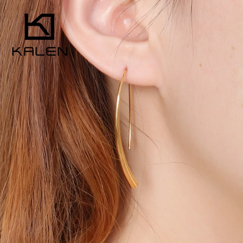 

Kalen Simple Aretes Earrings For Women Gold/Silver Color Stainless Steel Mini Femme Drop Earrings Women Wedding Jewelry 2019